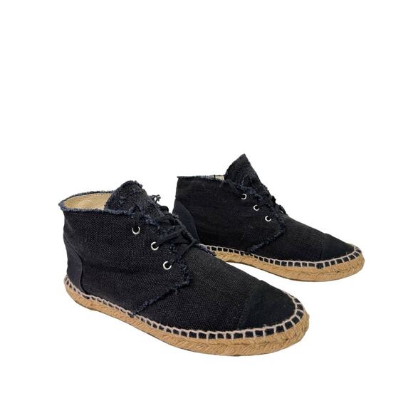 CHANEL Womens Black Canvas High Top Lace Up Espadrille Sneakers Sz EU 37 US 6.5 - Picture 1 of 13